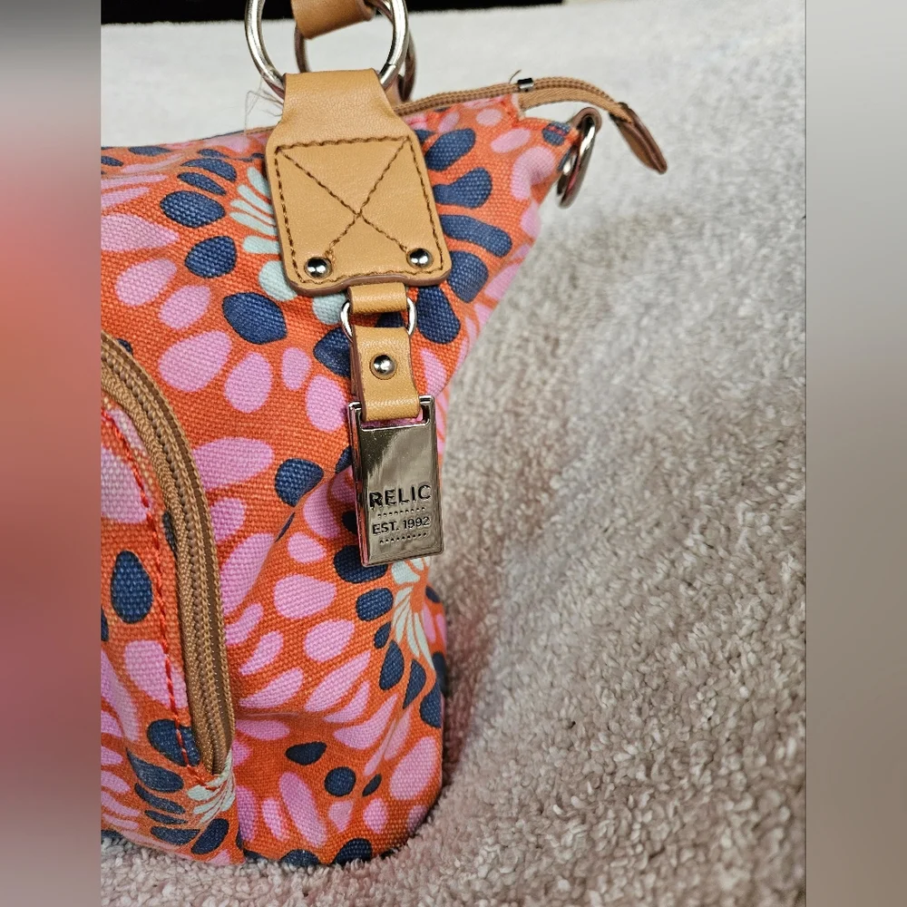 RELIC Pink Flower Power Canvas Shoulder Bag